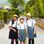 Schoolchildren visit the samurai gardens in Chiran