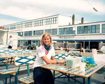 Julie Koch Fahler, 20, outside Karriere café and bar