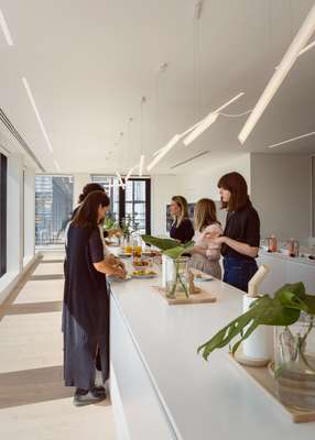The busy top-floor kitchen area