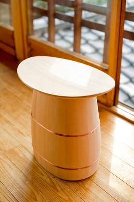 Turned wooden stool by Shuji Nakagawa