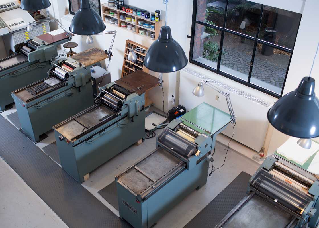 Korrex letterpress machines, many of which Spiekermann salvages