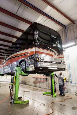 Nitetrain’s Pale Rider coach undergoing maintenance 