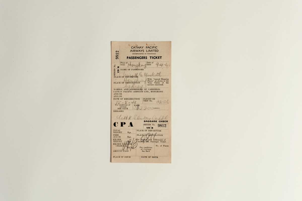 A passenger’s flight ticket from 1948