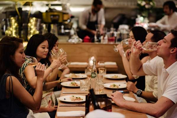 Friends enjoy an evening at the restaurant 