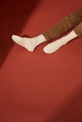 Socks by Muji, trousers by Brooksfield