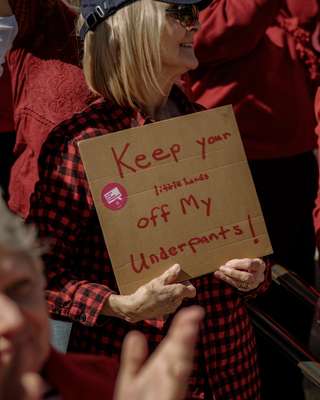 Anti-Trump protesters at a Women’s Day rally 