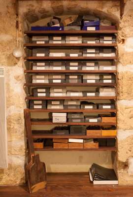 Neatly stacked boxes of frames