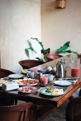 Breakfast awaiting visitors in the dining room