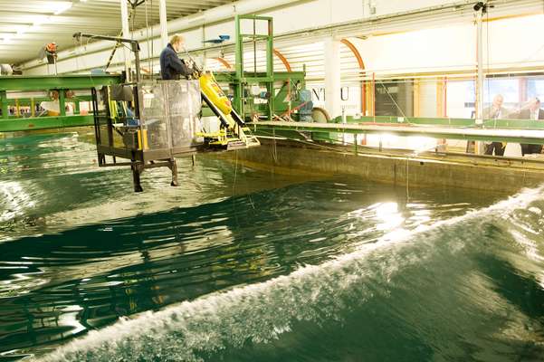 Tank at Marintek’s ‘lab’, used for towing and propulsion trials