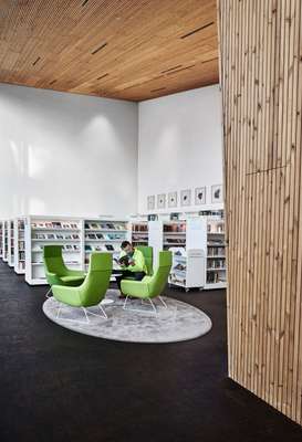 Swedese Happy chairs provide perches for perusal at Maunula library