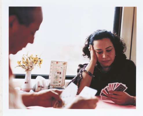 Ladan Jahansouz plays Rummy with the train’s chef