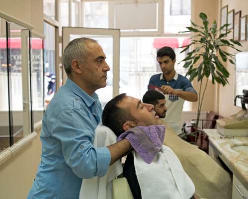 Shaves are finished with a hot towel