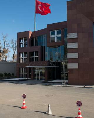 Turkish flag waving proudly above the studio