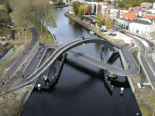 Bird’s-eye view  of Melkwegbridge in Purmerend