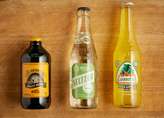 Bundaberg Root Beer (left), Boylan Lemon Seltzer (centre) and Jarritos Pineapple soda (right)