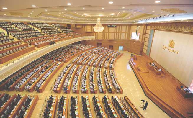 Members of parliament attending proceedings at the Union Parliament in Naypyidaw