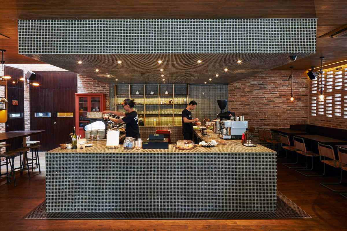 The counter at Nitro is covered in small traditional tiles