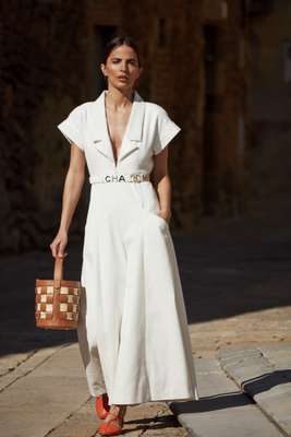 Dress by Chanel, shoes and bag by Hereu