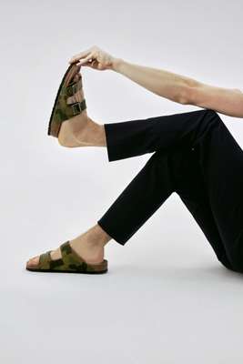 Trousers by Loro Piana, sandals by Birkenstock