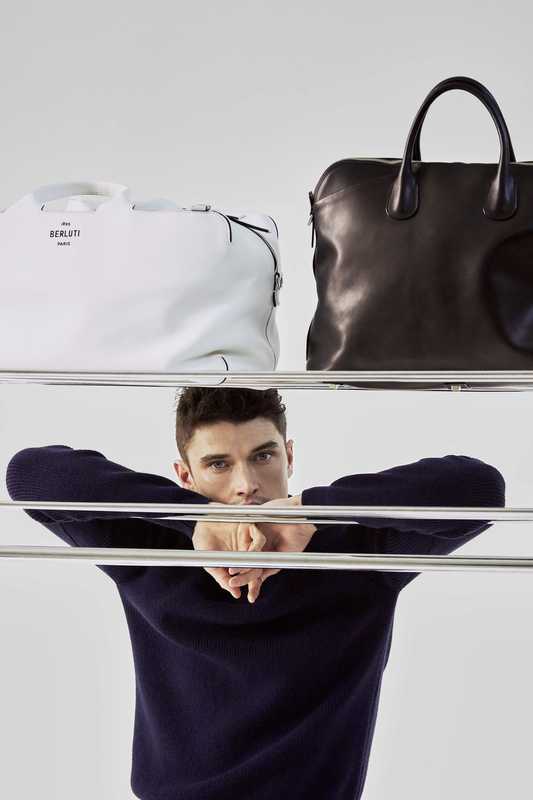 Jumper by Marfa Stance, bag (left) by Berluti, bag (right) by Valextra 