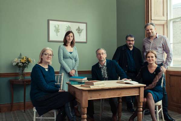 From left: Maggie Kerr, director of development, Heather Salisbury, artist manager, Andy Fryers, sustainability director, Peter Florence, director, Adrian Lambert, chief of staff, Caroline Michel, chair