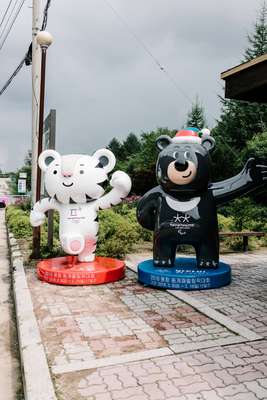 Winter Olympics mascots Soohorang (left) and Bandabi