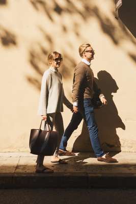 Young Swiss couple hitting the shops