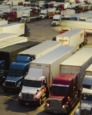 Early-morning departures from Iowa 80’s carpark