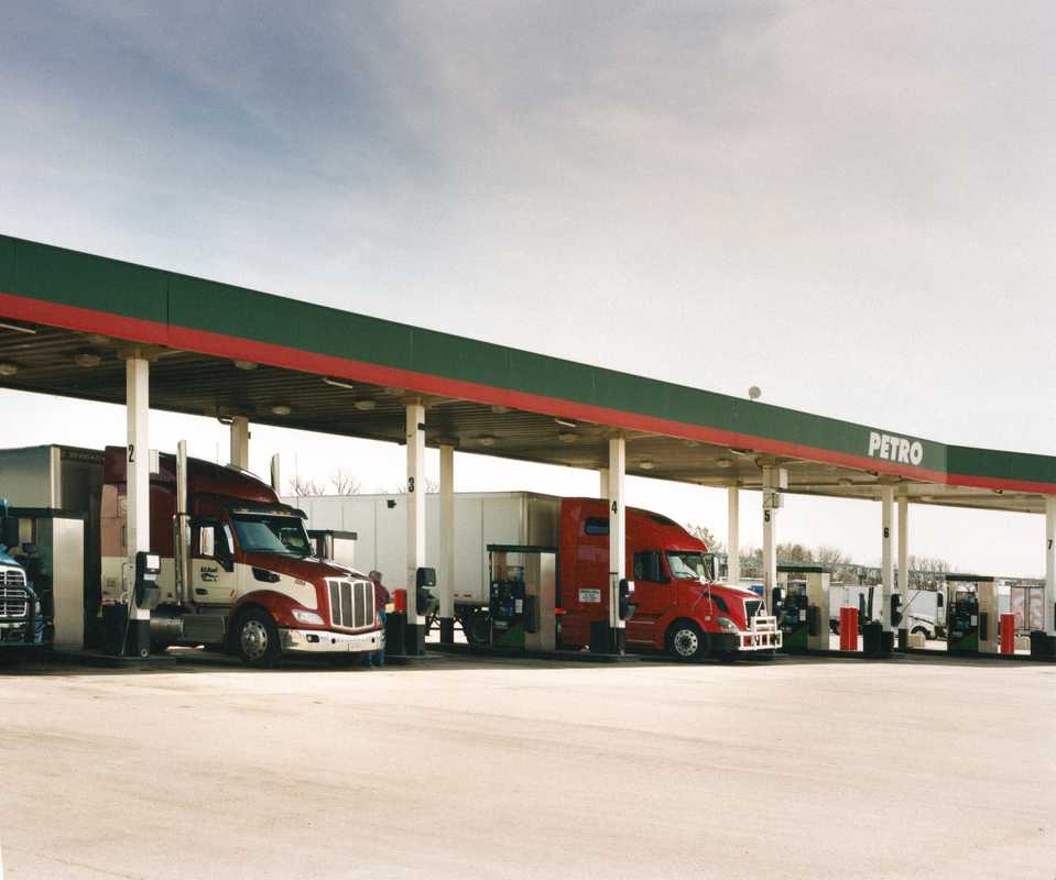 It’s a tight squeeze at the fuel island at Trail’s Travel Center
