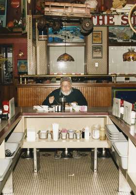 Trucker enjoying some much-needed fuel at the R Place counter