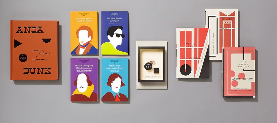 (Left to right) Sonia Dyakova’s cookbook cover for Fourth Estate, Olimpia Zagnoli’s series for Salani, From John Gall’s Nabokov series for Vintage (4) Gall’s covers for TCG Classics