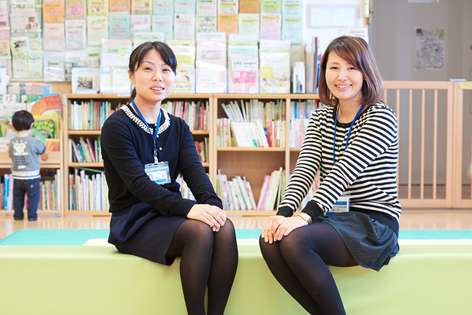 Nursery concierges Sachiko Yamamoto (left) and Hatsumi Miyashita

