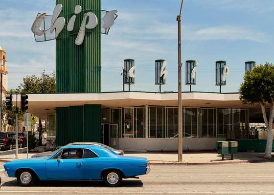 Harry Harrison’s 1957 Chips diner, with its standout signage featuring individual letters on five steel-mesh drums