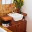 Wooden console in the bathroom 