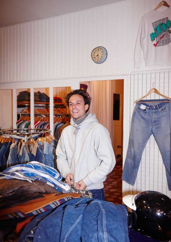 Artistic director Marin Muteaud in La Vif, Borsarello’s vintage shop