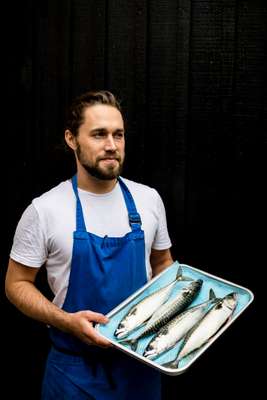 Chef Will Verdino with some fresh mackerel