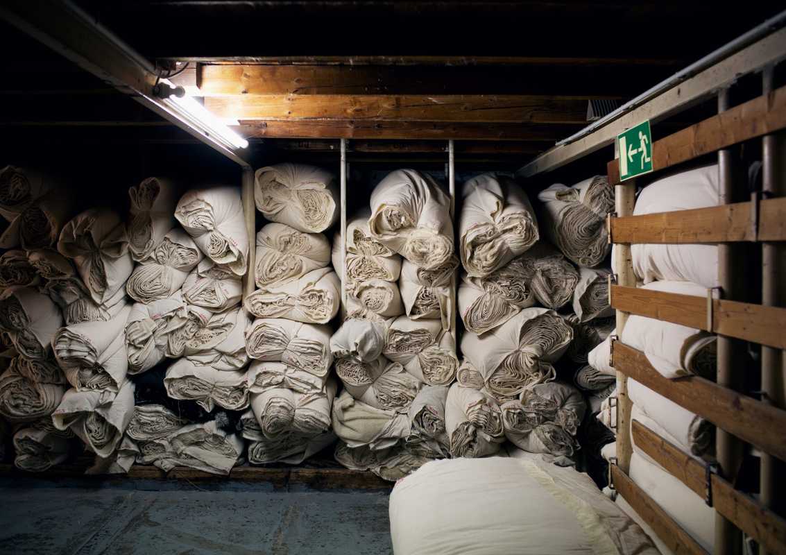 Stockroom where the most important fabrics are stored