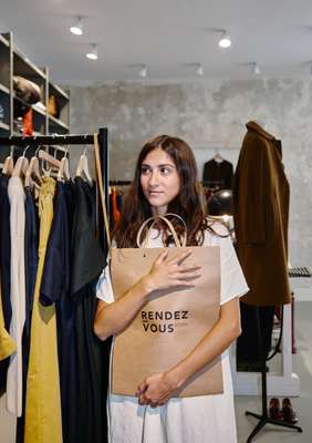 Maeva Massat, the shop’s regular womenswear model 