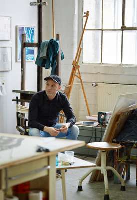 Sebastian Burger in his studio in the Spinnerei