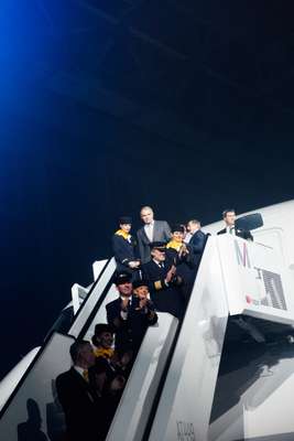 At the roll-in event for Lufthansa’s new Airbus A350 in Munich