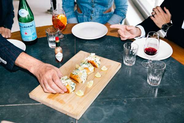 Mini lobster rolls with celery, lemon mayo and chives 