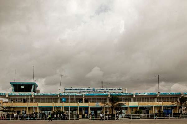 The front of Mogadishu’s Aden Abdulle International Airport
