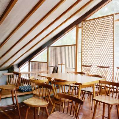 Lofted area in the arts building holds chairs 