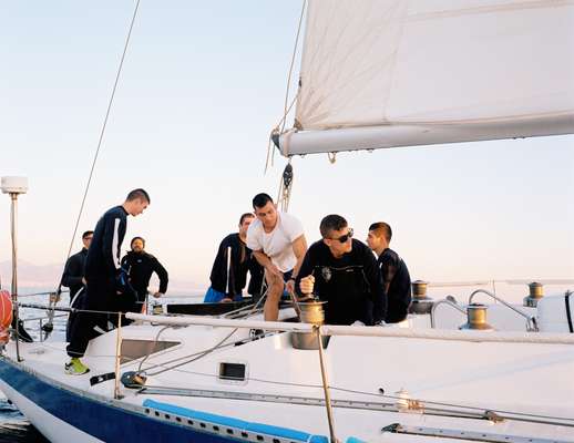Students in a sailing class