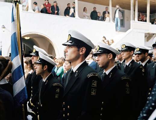 Merchant marine students parade on 28 October