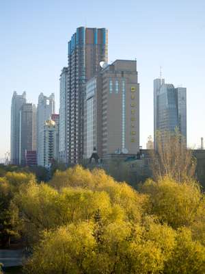 Harbin skyscrapers, including the local Shangri-La Hotel 