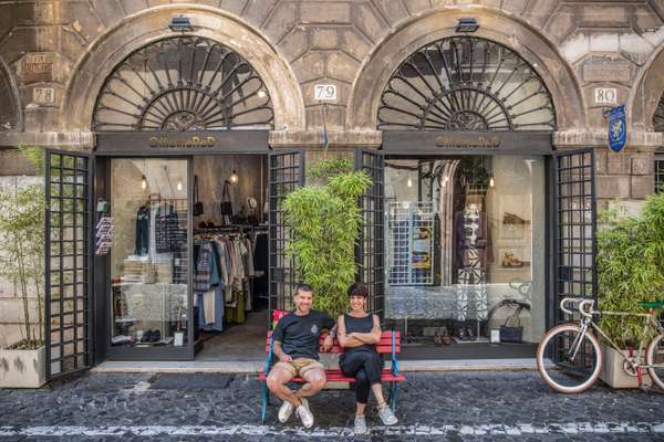 Donato and  Livia in front of Officine Red
