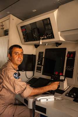 Spanish Vigma console operator Julian Algar Villaba, a regular  on the mission’s eight-hour patrols over the Indian Ocean