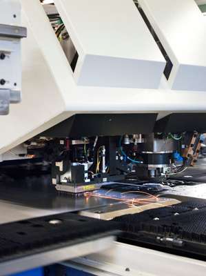 Cutting: metal sheets and rods are laser-cut to shape by a TruMatic 6000