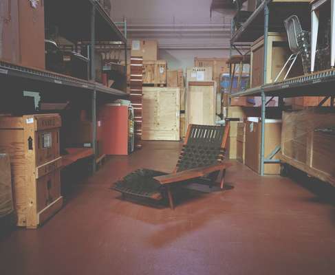 Nakashima lounge chair in warehouse 